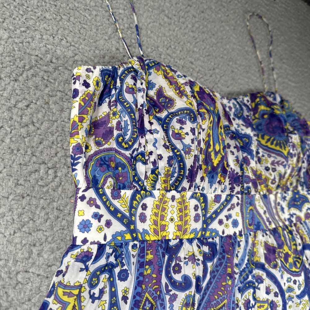 Lauren Ralph Lauren Maxi Dress Womens 8 Paisley Lined Tiered Silk Cotton Summer - Picture 4 of 14